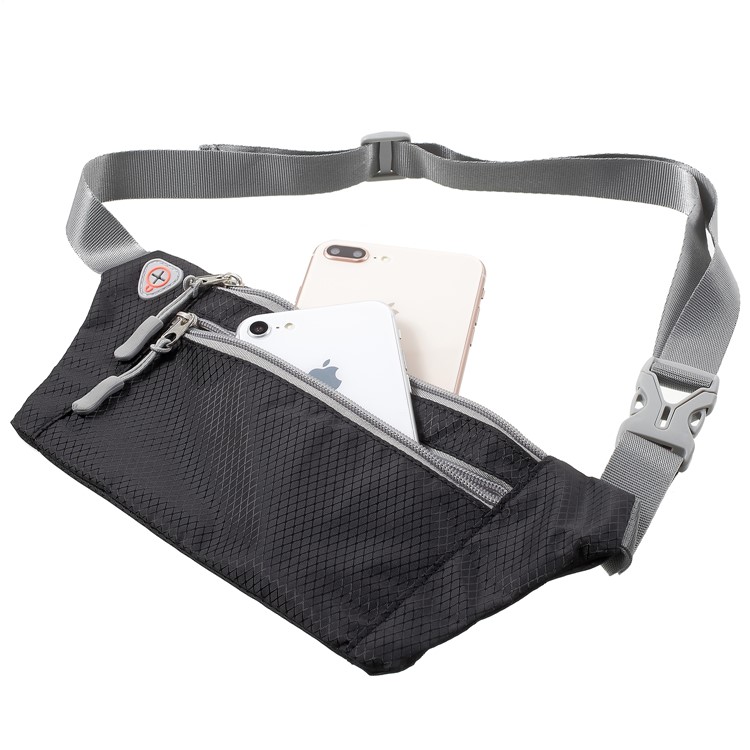 Slim Fit Zipper Closure Outdoor Running Waist Bag Smartphone Pouch Bag - Black-5