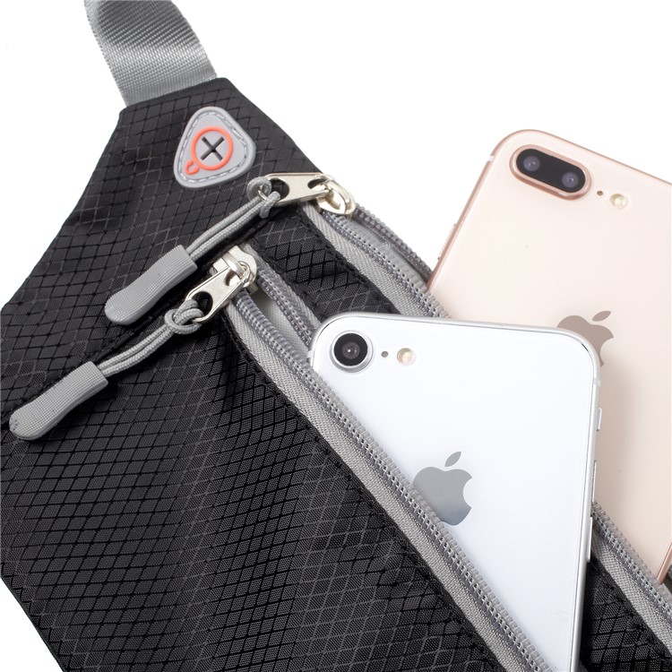 Slim Fit Zipper Closure Outdoor Running Waist Bag Smartphone Pouch Bag - Black-6