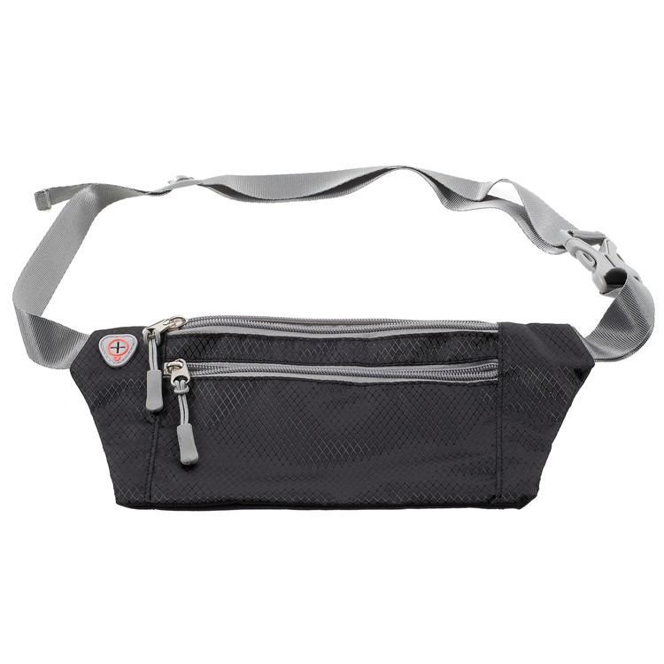Slim Fit Zipper Closure Outdoor Running Waist Bag Smartphone Pouch Bag - Black-7