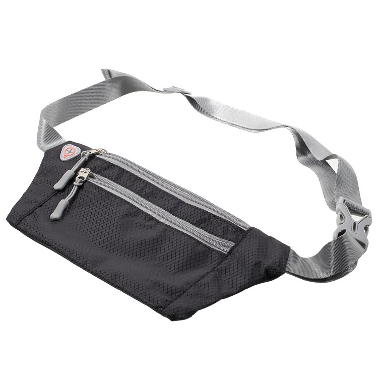 Slim Fit Zipper Closure Outdoor Running Waist Bag Smartphone Pouch Bag - Black-8