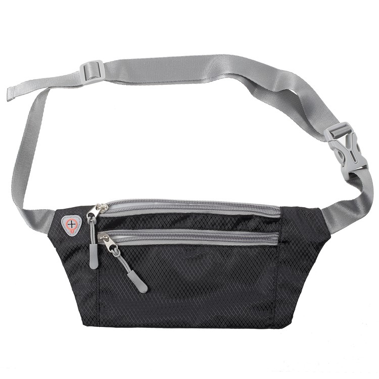 Slim Fit Zipper Closure Outdoor Running Waist Bag Smartphone Pouch Bag - Black-9