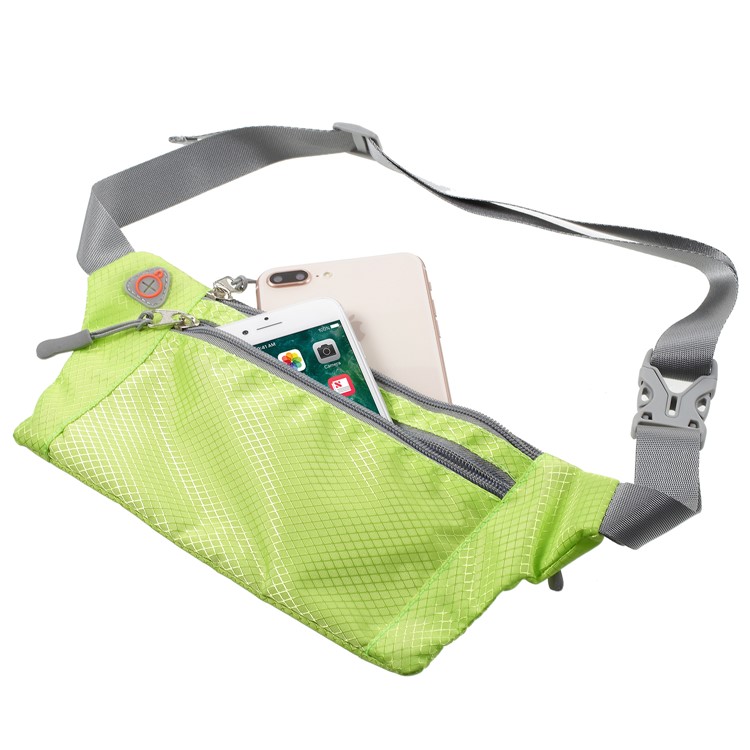 Slim Fit Zipper Closure Mobile Phone Pouch Adjustable Outdoor Running Waist Bag for Unisex - Green-4