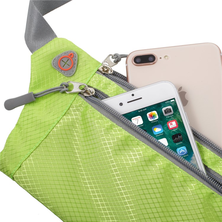 Slim Fit Zipper Closure Mobile Phone Pouch Adjustable Outdoor Running Waist Bag for Unisex - Green-5