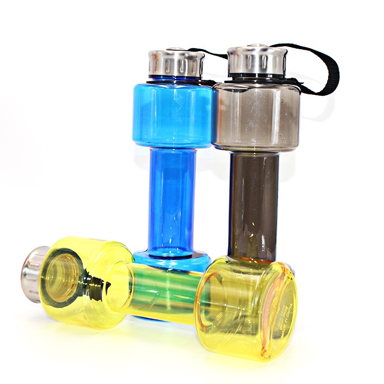 700ml Creative Dumbbell Shape Sports Drinking Water Bottle - Transparent Black-10