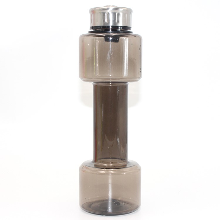 700ml Creative Dumbbell Shape Sports Drinking Water Bottle - Transparent Black-12