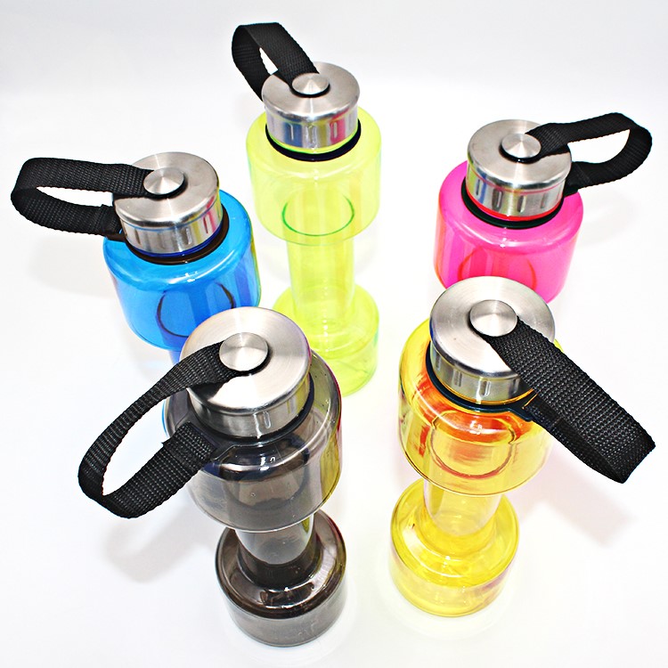 700ml Creative Dumbbell Shape Sports Drinking Water Bottle - Transparent Black-15