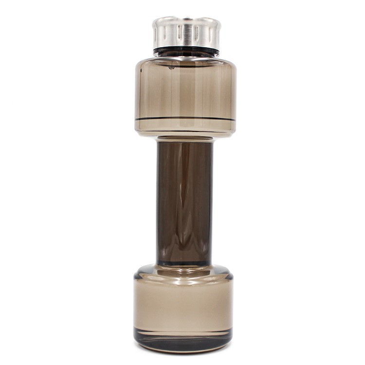 700ml Creative Dumbbell Shape Sports Drinking Water Bottle - Transparent Black-6