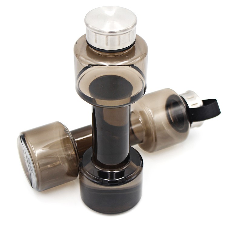 700ml Creative Dumbbell Shape Sports Drinking Water Bottle - Transparent Black-7