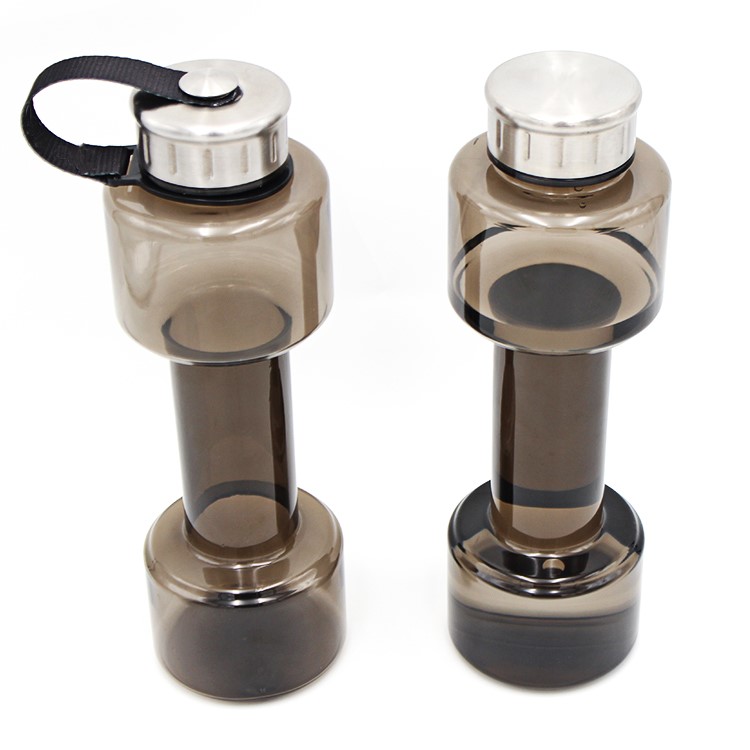 700ml Creative Dumbbell Shape Sports Drinking Water Bottle - Transparent Black-8