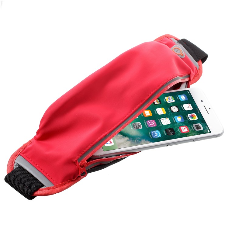Adjustable Outdoor Sports Zipped Waist Bag with Earphone Hole for iPhone 8 Plus/8 etc. - Red-5