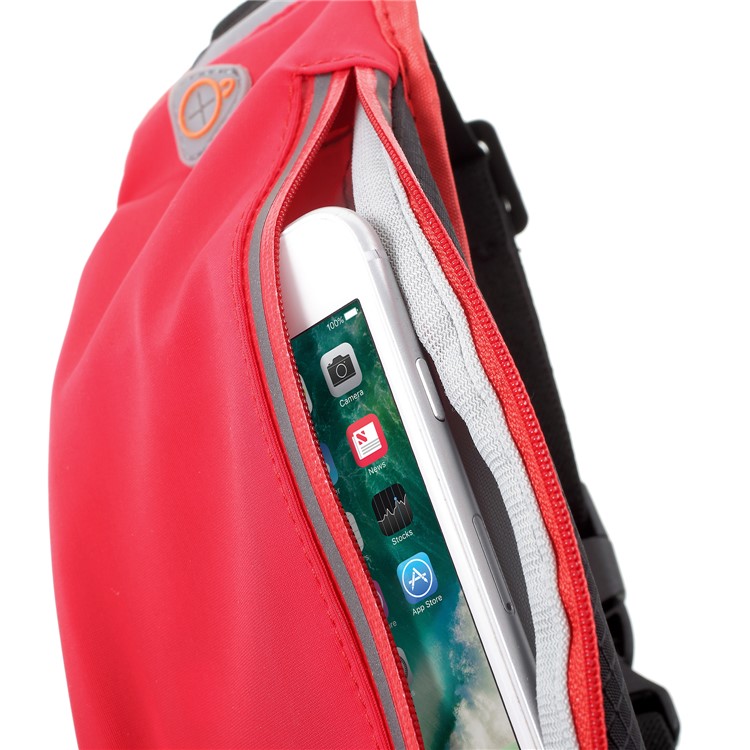 Adjustable Outdoor Sports Zipped Waist Bag with Earphone Hole for iPhone 8 Plus/8 etc. - Red-6