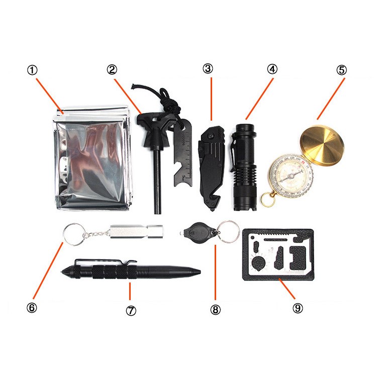 Outdoor Emergency SOS Survive Tool Survival Gear Kit for Wilderness /Trip / Cars / Hiking / Camping-12