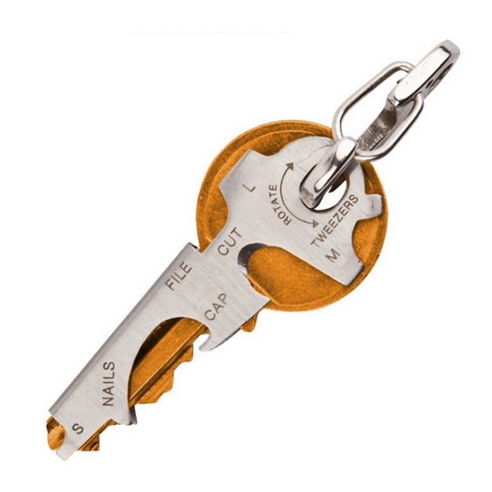 2 Pcs AOTU Portable 8-in-1 True Utility KeyTool with Hook Bottle Opener Screwdriver Nail File Multi-Tool Set-2