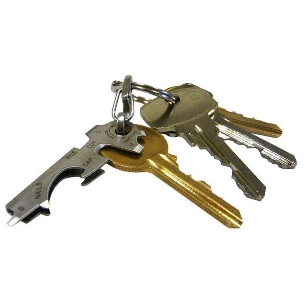 2 Pcs AOTU Portable 8-in-1 True Utility KeyTool with Hook Bottle Opener Screwdriver Nail File Multi-Tool Set-3