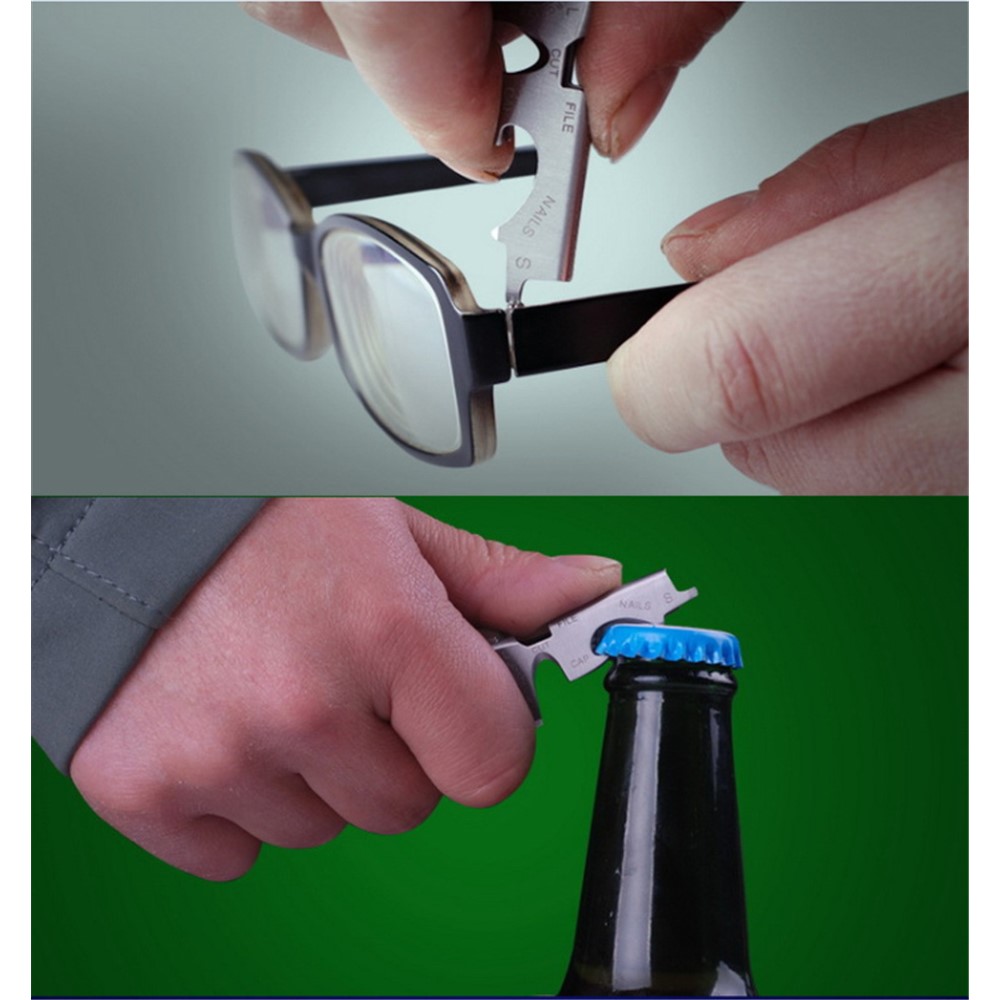 2 Pcs AOTU Portable 8-in-1 True Utility KeyTool with Hook Bottle Opener Screwdriver Nail File Multi-Tool Set-5