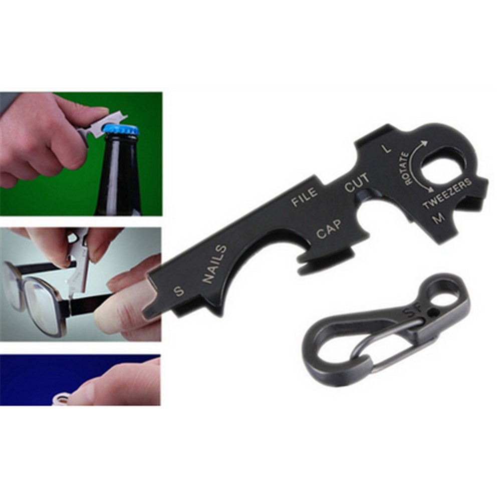2 Pcs AOTU Portable 8-in-1 True Utility KeyTool with Hook Bottle Opener Screwdriver Nail File Multi-Tool Set-7