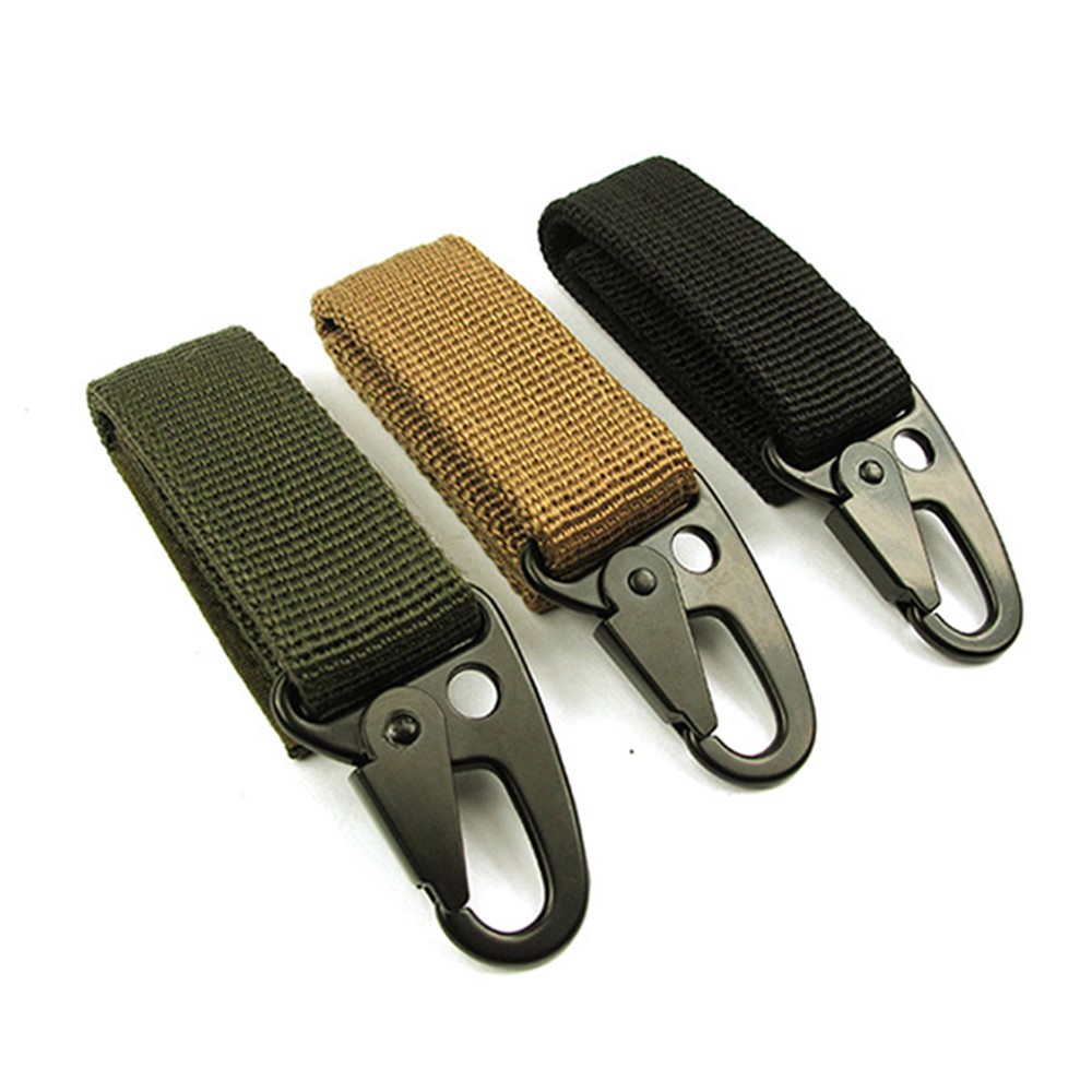 AOTU Tactical Ribbon Buckle Keychain Carabiner Nylon Belt Velcro Gear Keeper - Random Color-2