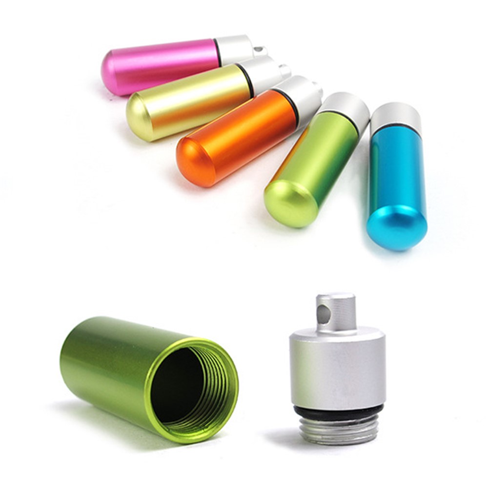 5Pcs/Set AUTO Mini Pill Box Outdoor Waterproof EDC Keychain Aluminum Alloy Travel Pill Holder-6