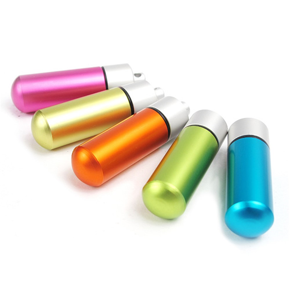 5Pcs/Set AUTO Mini Pill Box Outdoor Waterproof EDC Keychain Aluminum Alloy Travel Pill Holder-7