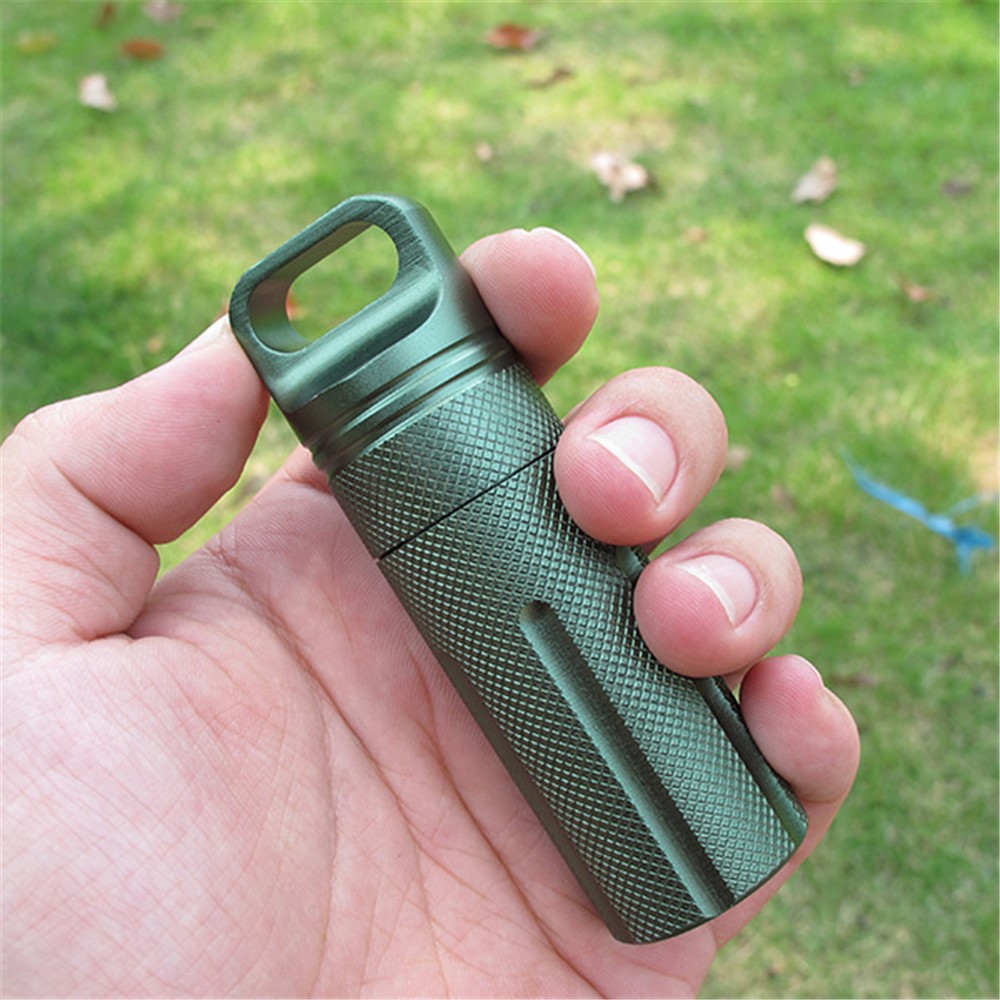 AOTU Waterproof Aluminum Alloy EDC Survival Pill Box Case Medicine Bottle Holder Container - Random Color-11