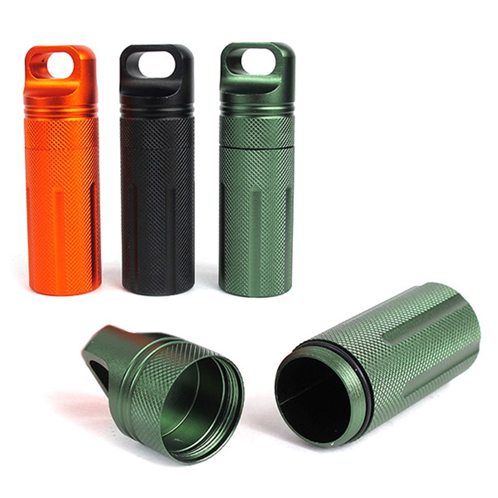 AOTU Waterproof Aluminum Alloy EDC Survival Pill Box Case Medicine Bottle Holder Container - Random Color-2