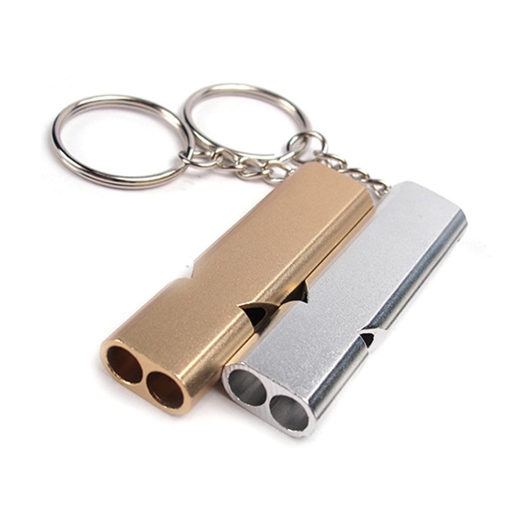 2Pcs/Set AOTU Outdoor Camping Hiking Tool Aluminum Alloy Emergency Survival Whistle Key Chain - Random Color-2