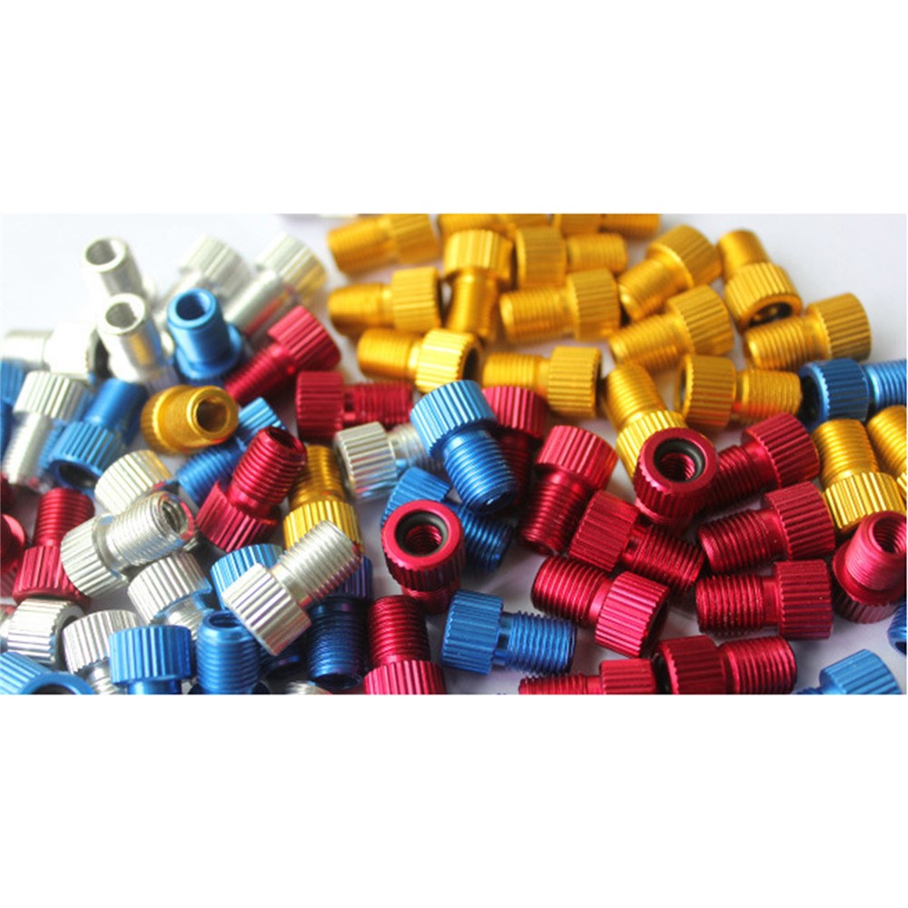 5Pcs/Set AOTU Aluminum Alloy French to US Valve Converter Bicycle Valve Adapter - Random Color-4