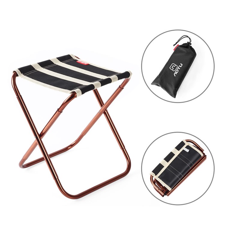 AOTU AT6751 Portable Folding Camping Stool Ultralight Compact Camp Footrest Stool - Black Stripes-1