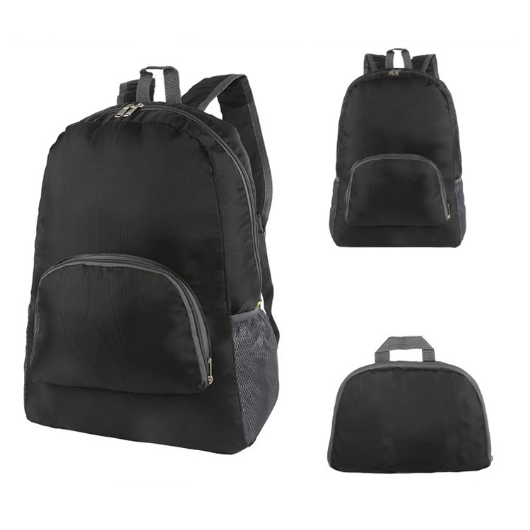 Lightweight Packable Backpack Foldable Bag for Outdoor Activities - Black-1