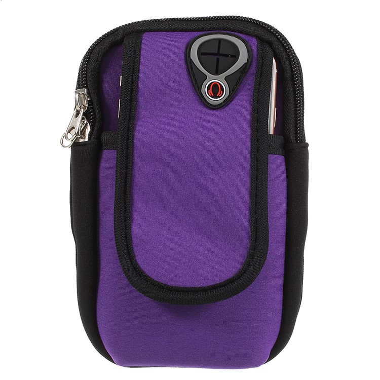 

Trendy Sports Armband Universal Smartphone Zippered Arm Bag Pouch with Earphone Hole for iPhone 8 Plus/7 Plus etc. - Purple