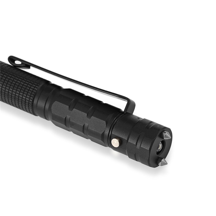 LEOHANSEN Tungsten Steel Tactical Pen Glass Breaker Tool with LED Flashlight Protection Security - Black-3