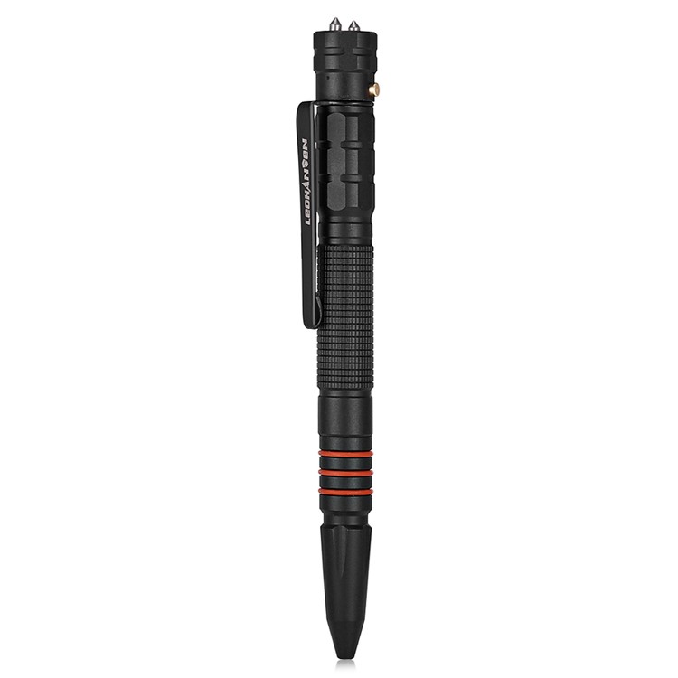 LEOHANSEN Tungsten Steel Tactical Pen Glass Breaker Tool with LED Flashlight Protection Security - Black-4