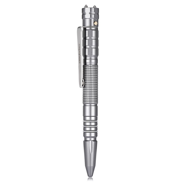 LEOHANSEN Multi-functional Tungsten Steel Tactical Pen Tool with LED Torch Protection Security - Silver-2