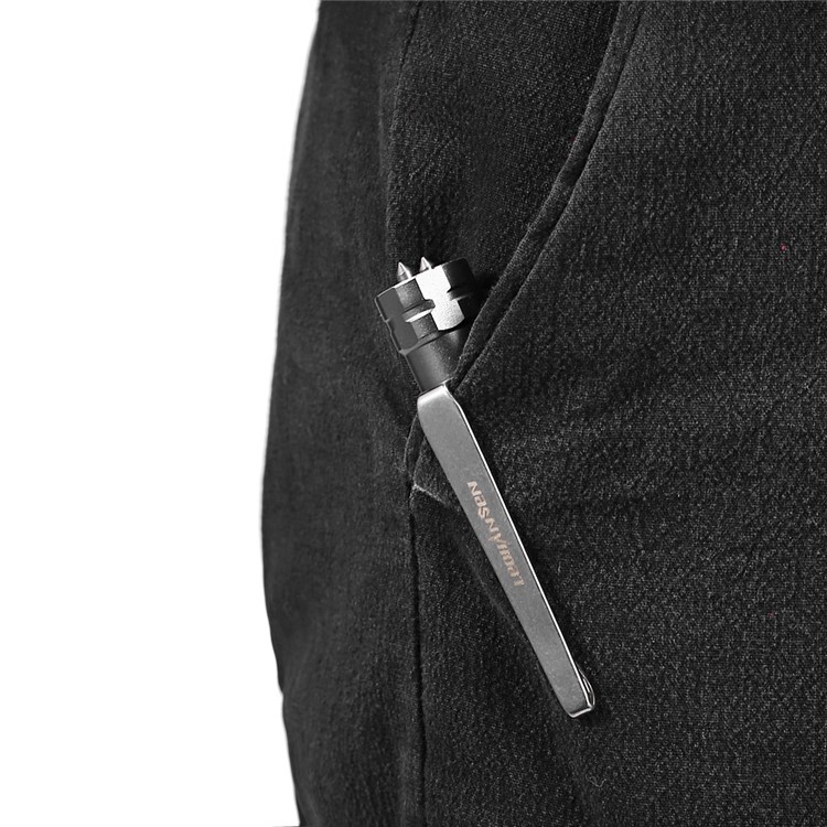 LEOHANSEN Multi-functional Tungsten Steel Tactical Pen Tool with LED Torch Protection Security - Silver-4