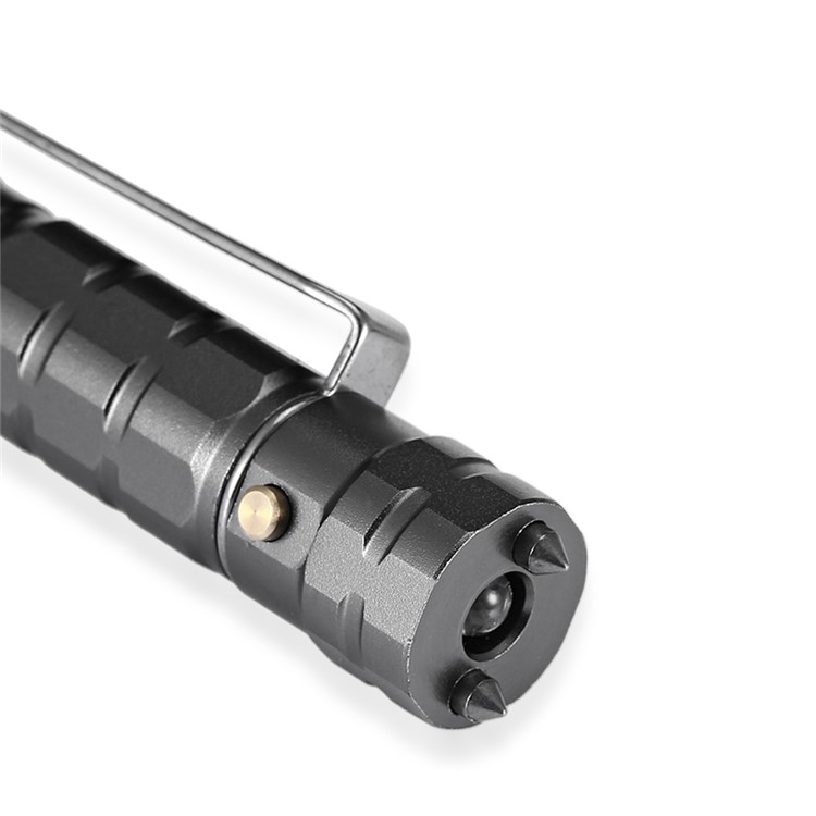 LEOHANSEN Multi-functional Tungsten Steel Tactical Pen Tool with LED Torch Protection Security - Silver-5