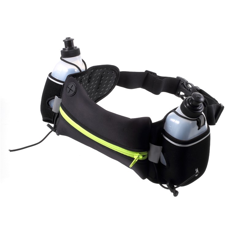 Multi-function Waist Bag Sport Zipped Pouch with Earphone Hole and Two Water Bottles - Green-2