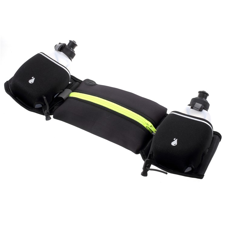 Multi-function Waist Bag Sport Zipped Pouch with Earphone Hole and Two Water Bottles - Green-3