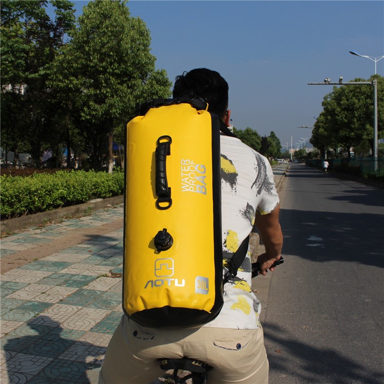 AOTU AT6615 30L Waterproof Hiking Backpack Dry Bag with Dual Air Valve Inflation and Handle - Yellow-9
