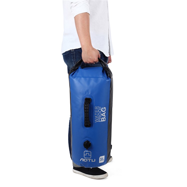 AOTU AT6615 30L Waterproof Outdoor Canoe Backpack Dry Bag with Dual Air Valve Inflation and Handle - Blue-4