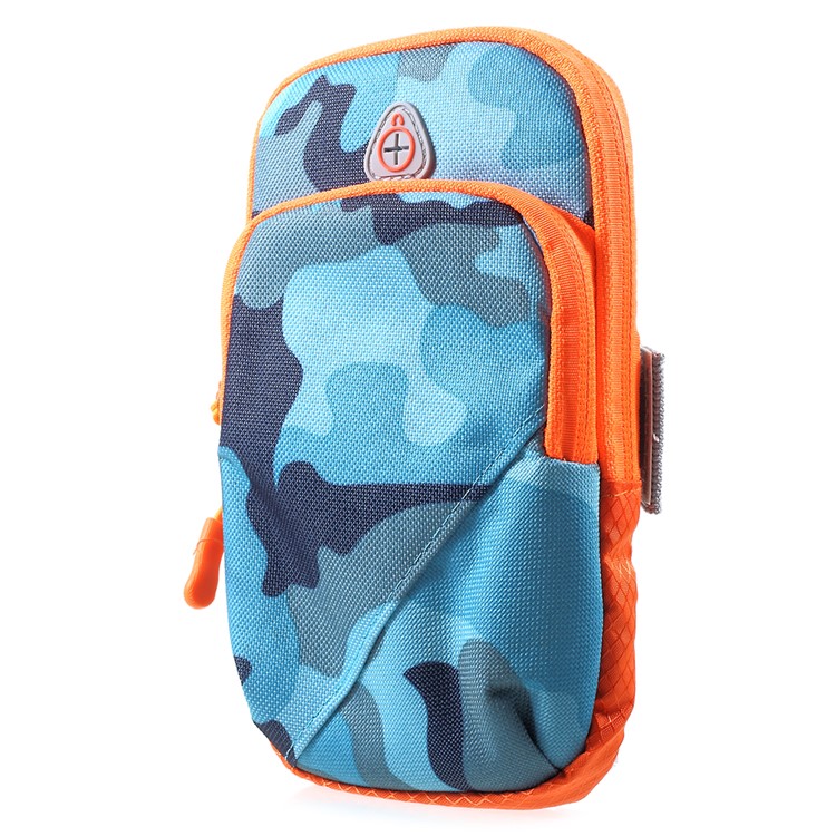 Portable Sports Camouflage Pattern Zipper Armband Phone Case with Earphone Hole for iPhone 8 / 7 4.7 inch etc. - Blue-2