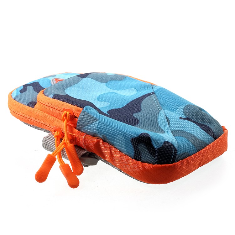 Portable Sports Camouflage Pattern Zipper Armband Phone Case with Earphone Hole for iPhone 8 / 7 4.7 inch etc. - Blue-4