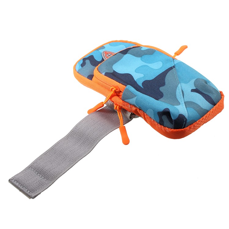 Portable Sports Camouflage Pattern Zipper Armband Phone Case with Earphone Hole for iPhone 8 / 7 4.7 inch etc. - Blue-7