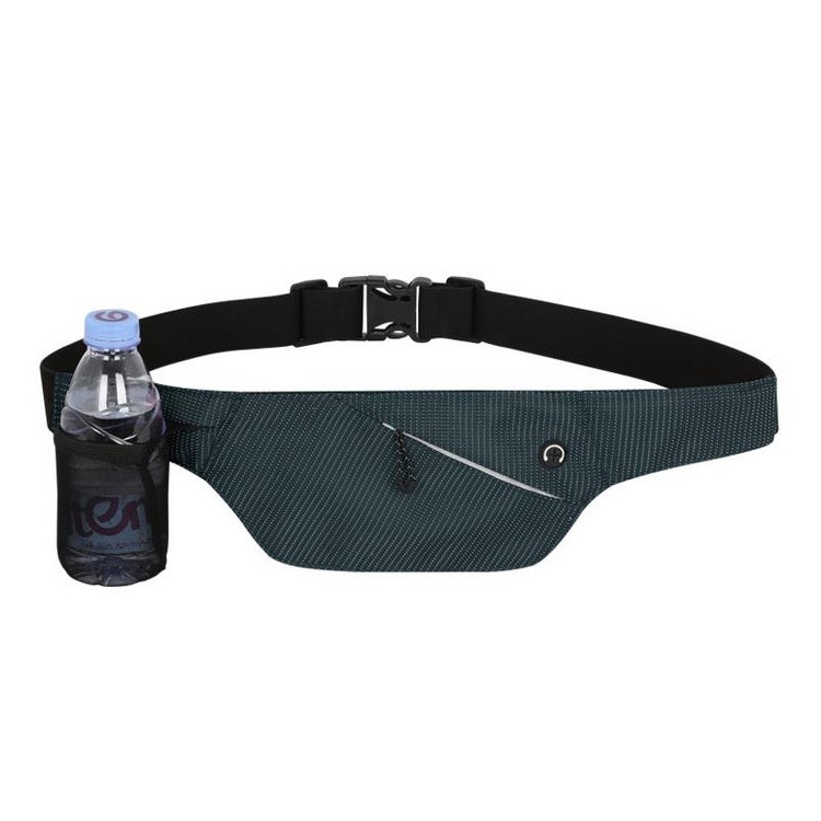 Multi-function Large Capacity Pouch Bag Sports Waist Bag with Bottle Mesh Pocket - Dark Blue-1