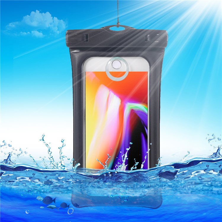 Pure Color 6-inch Cushion Waterproof Bag Cover for iPhone Samsung Huawei etc., Size: 175 x 100mm - Black-1