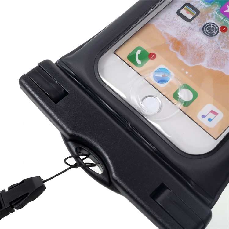 Pure Color 6-inch Cushion Waterproof Bag Cover for iPhone Samsung Huawei etc., Size: 175 x 100mm - Black-6