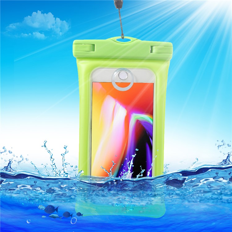 Pure Color 6-inch Cushion Protective Waterproof Bag for iPhone Samsung Huawei etc., Size: 175 x 100mm - Green-1