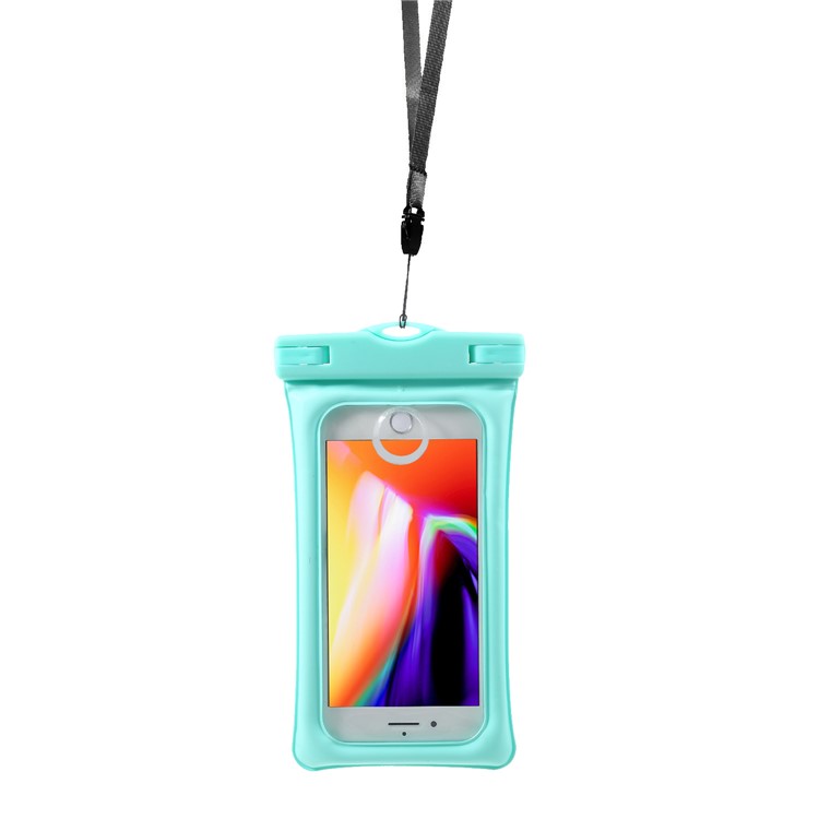 Pure Color 6-inch Cushion Waterproof Bag Shell for iPhone Samsung Huawei etc., Size: 175 x 100mm - Cyan-2
