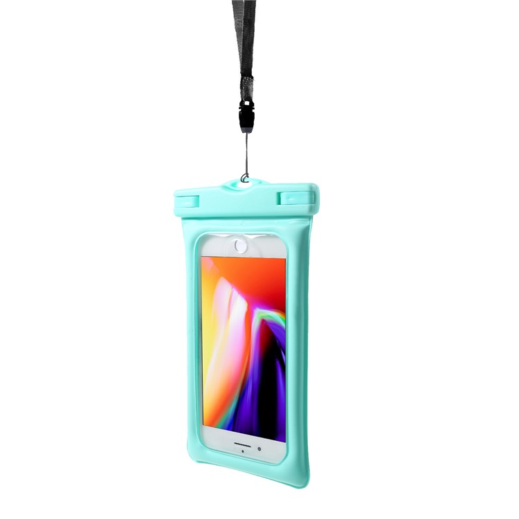Pure Color 6-inch Cushion Waterproof Bag Shell for iPhone Samsung Huawei etc., Size: 175 x 100mm - Cyan-3