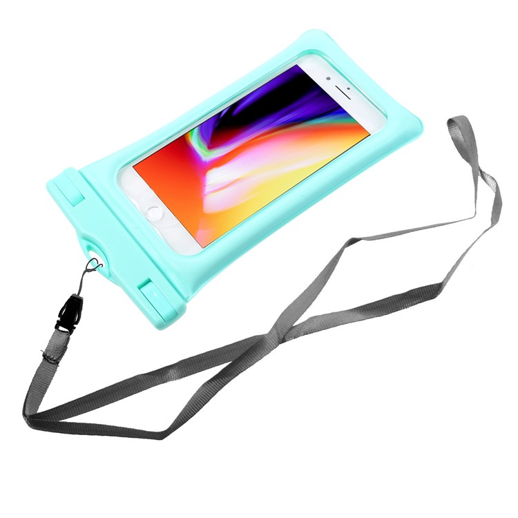Pure Color 6-inch Cushion Waterproof Bag Shell for iPhone Samsung Huawei etc., Size: 175 x 100mm - Cyan-5