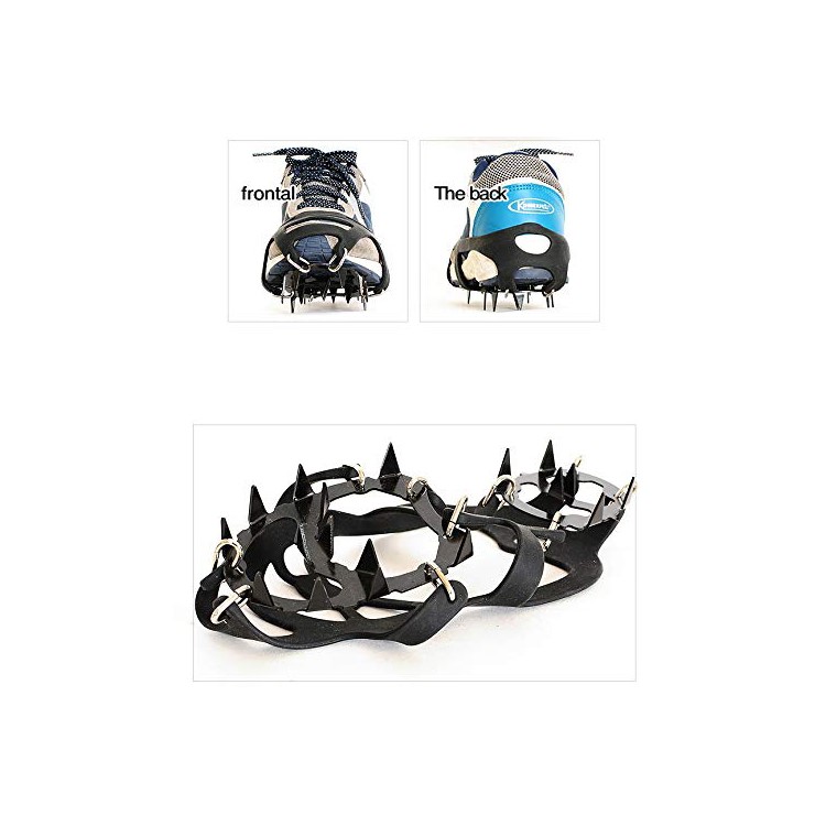 1 Pair Outdoor Ice Crampons 18 Teeth Steel Non-slip Shoe Cover Rock Climbing - Black / Size: L-2